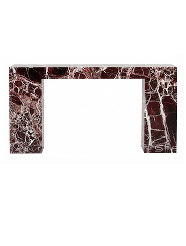 Rosso Levanto Monolithic Waterfall Portal Marble Console Table
