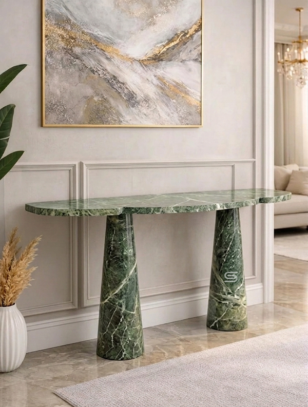 The Conic Green Stone Console Table