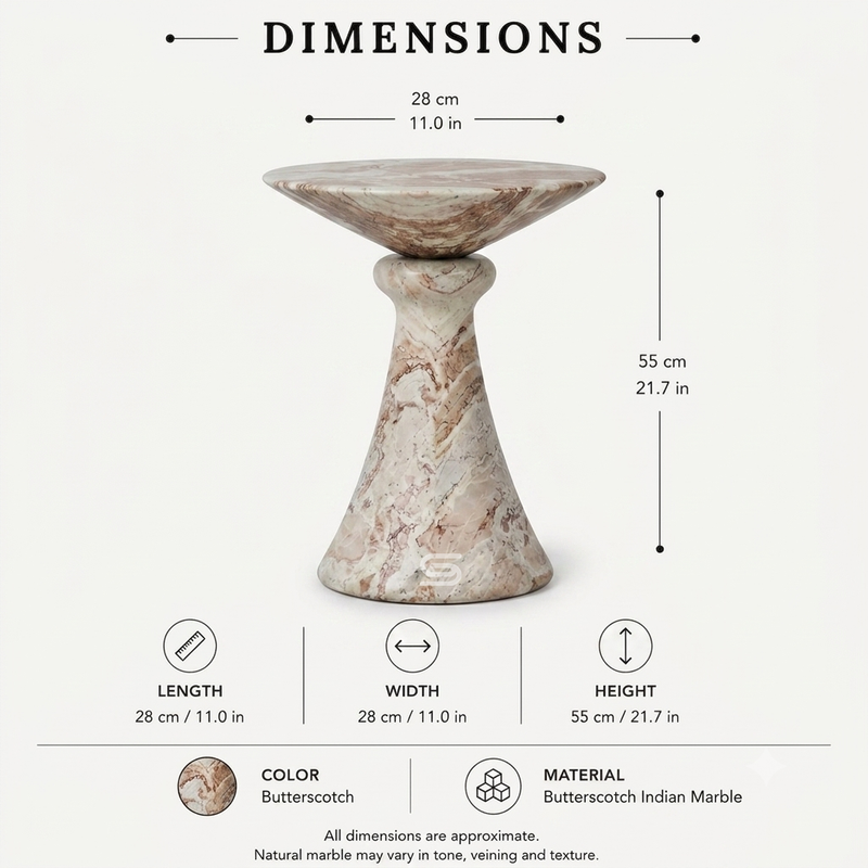 Calypso Hourglass Rose Marble Side Table