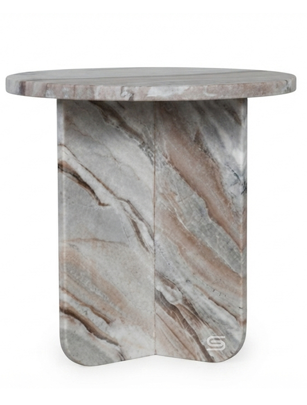 Organic Vein Round Pedestal Side Table