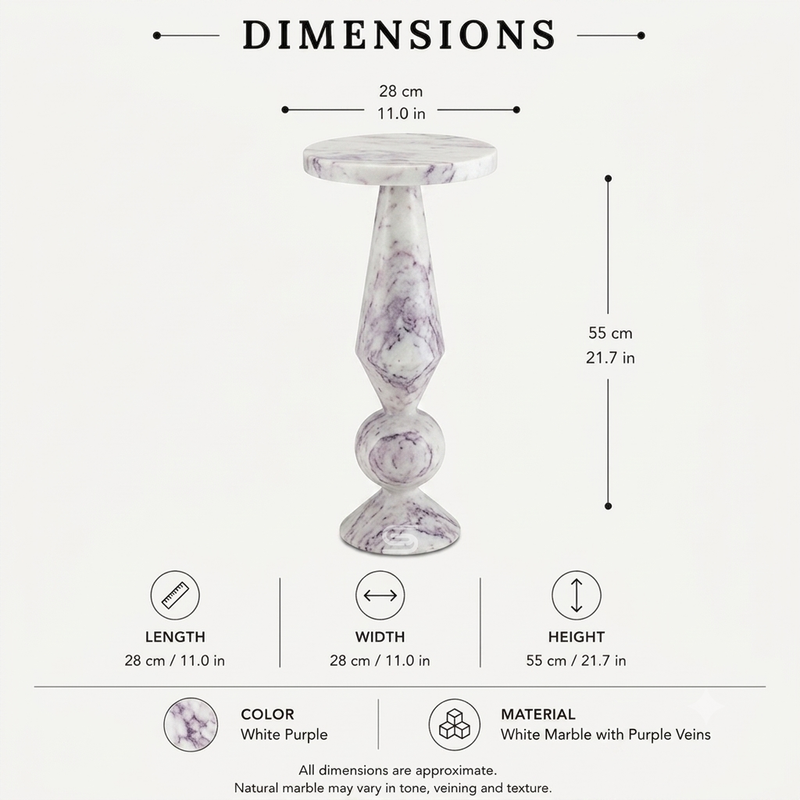 Aura Geometric Solid Marble Side Table