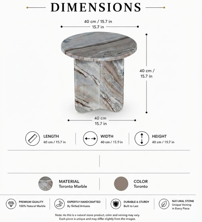 Organic Vein Round Pedestal Side Table