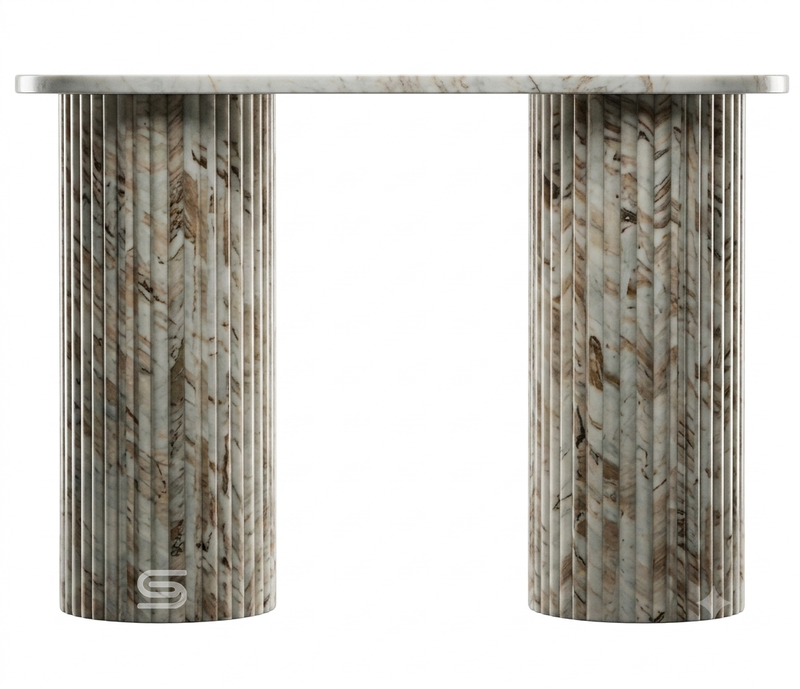 Siena Fluted Double-Pedestal Console Table