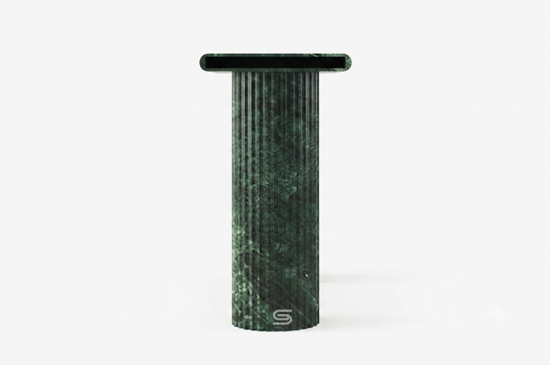 Emerald Ribbed Double-Pedestal Verde Guatemala Console Table