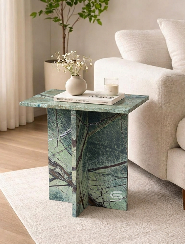 Jade Cross-Base Accent Side Table