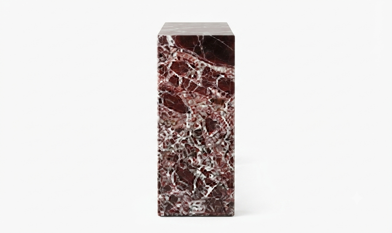 Rosso Levanto Monolithic Waterfall Portal Marble Console Table