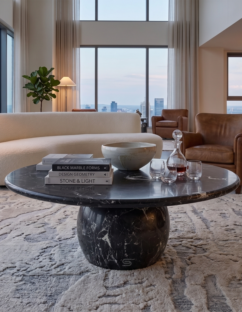 Eclipse Monolith Black Marble Coffee Table