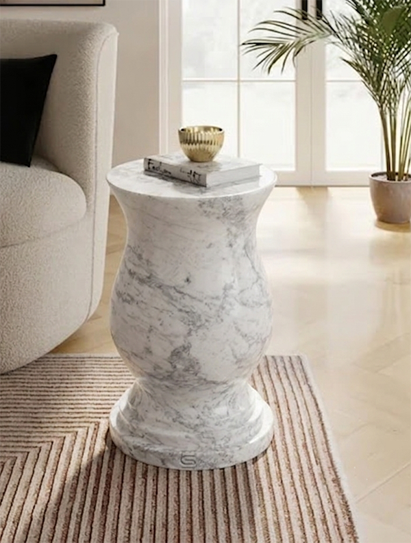 Virello White Marble Side Table