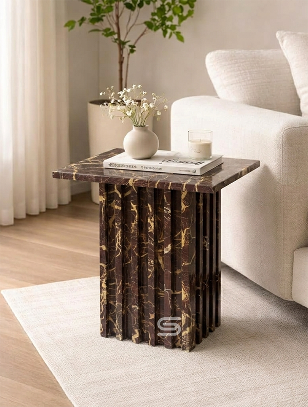 Aurelia Fluted Marble Side Table