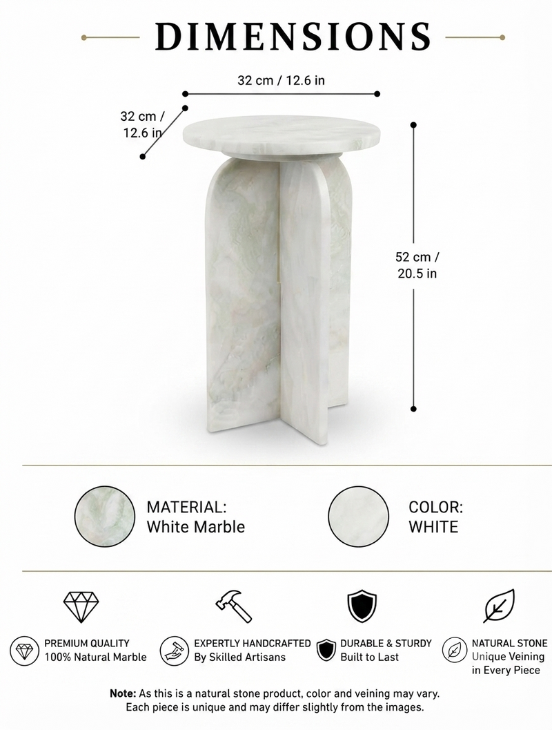 Aera Curved Panel Marble Side Table