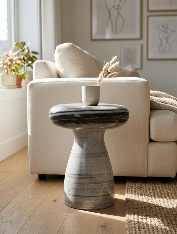 Strata Halo Panda Marble Side Table