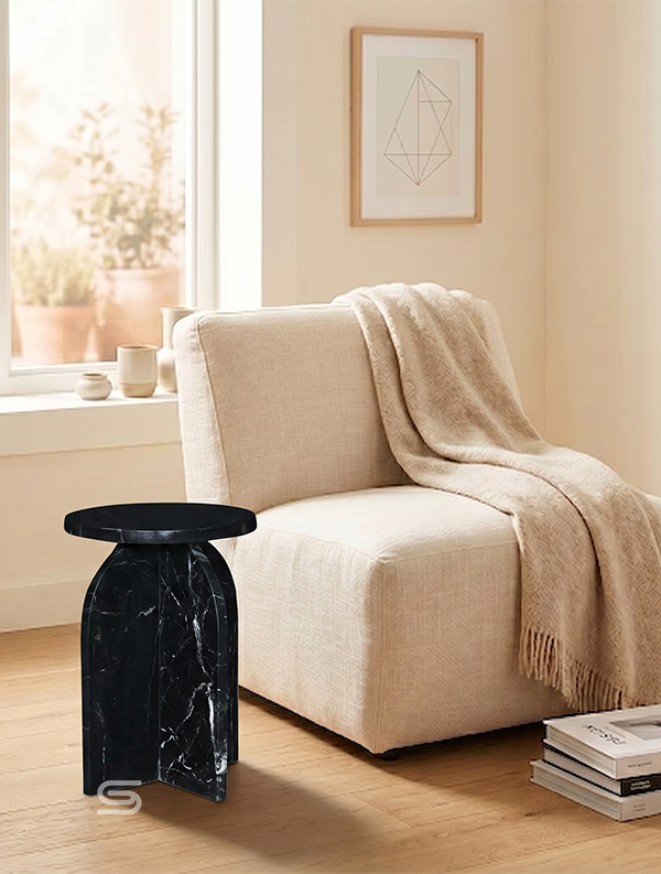 Cavaro Black Marble Side Table