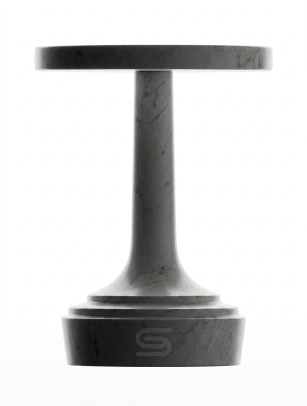 Aura Trumpet Sculptural White Marble Side Table