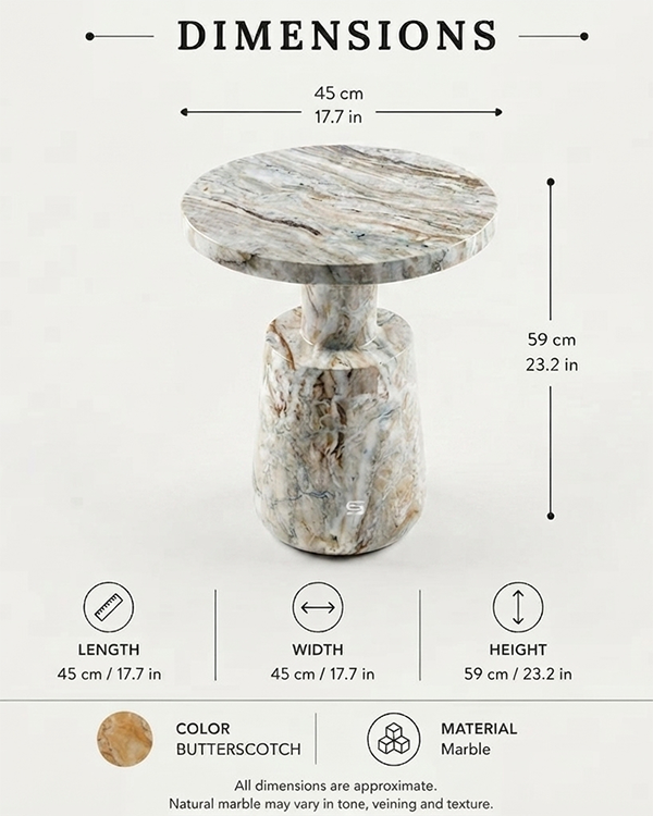 luna marble side table