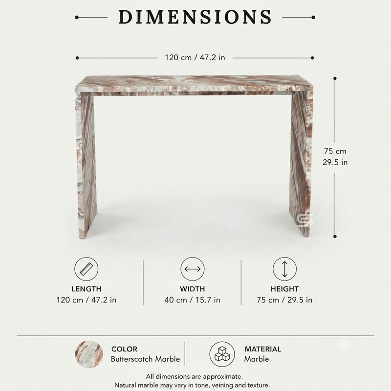 Travertine Horizon Bridge Console Table