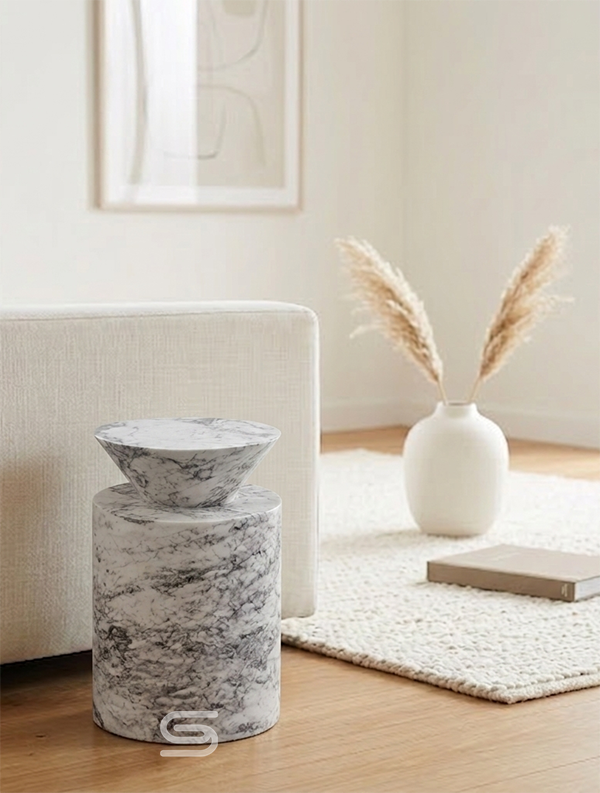 Novaro White Marble Side Table