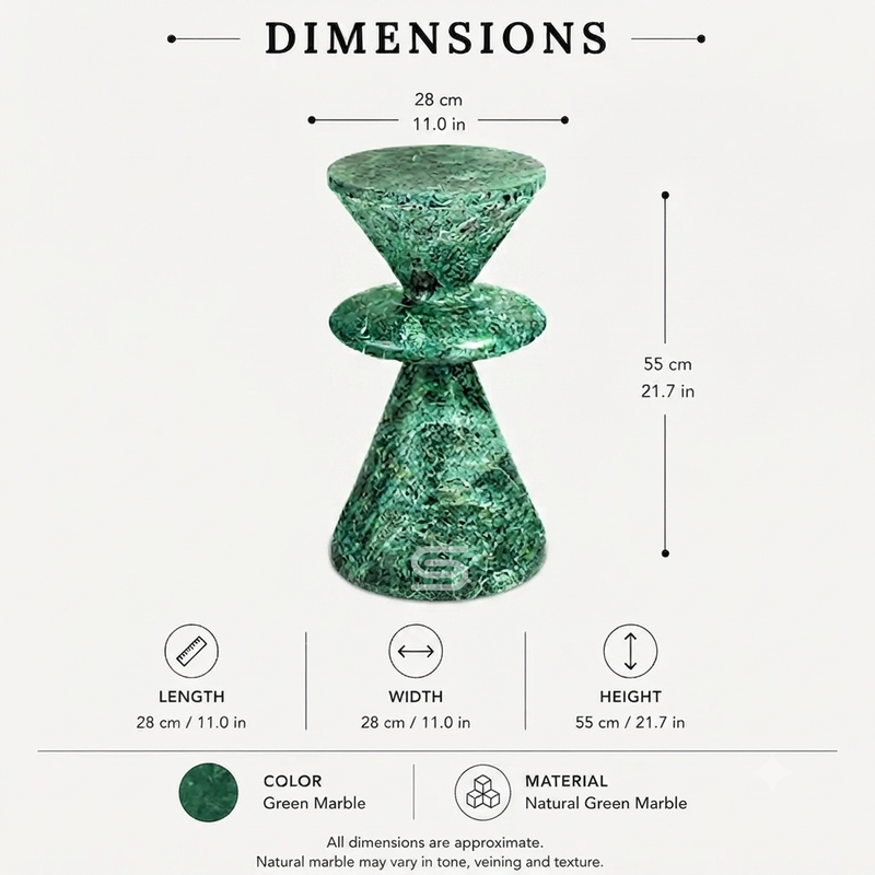 Esmeralda Tiered Hourglass Marble Side Table