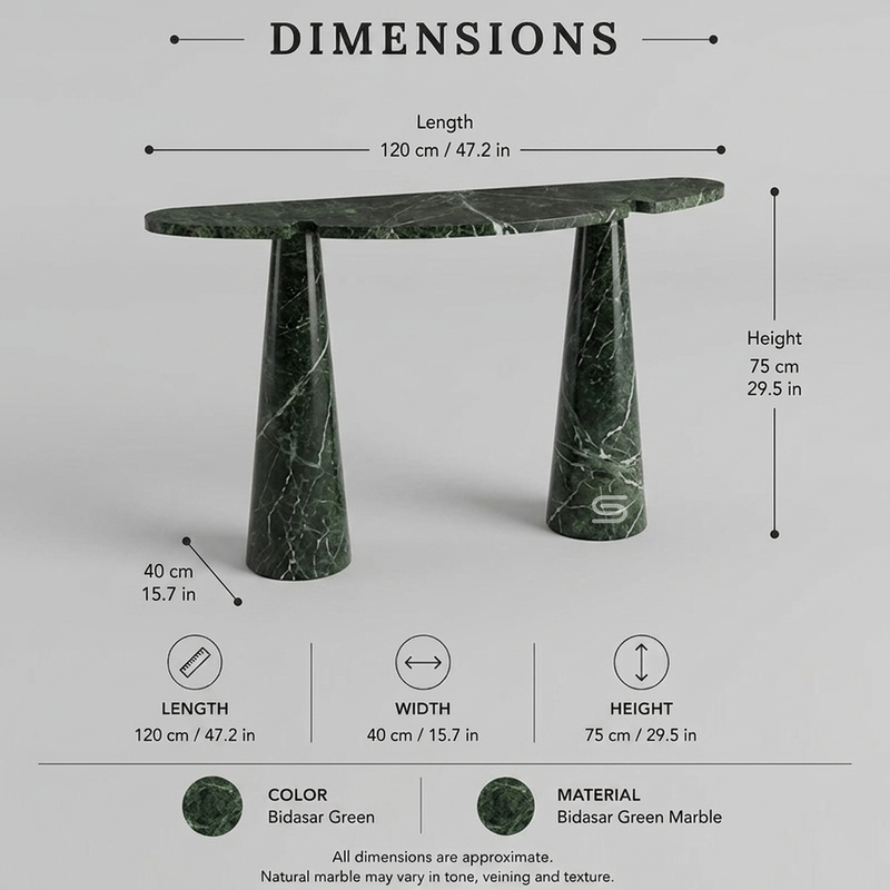 The Conic Green Stone Console Table