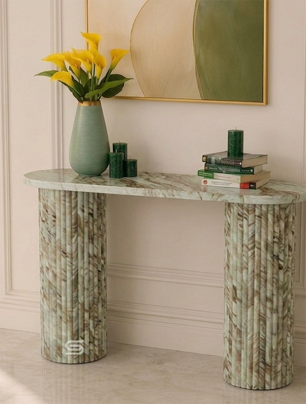 Siena Fluted Double-Pedestal Console Table