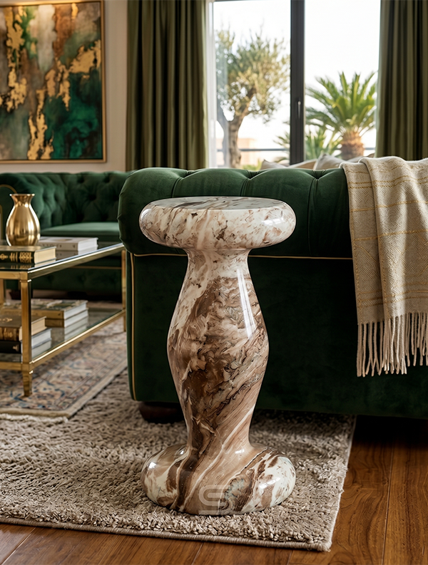 Aurelio Twist Marble Side Table