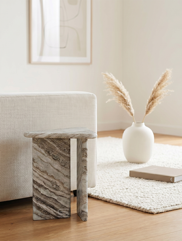 Virello Butterscotch Marble Side Table