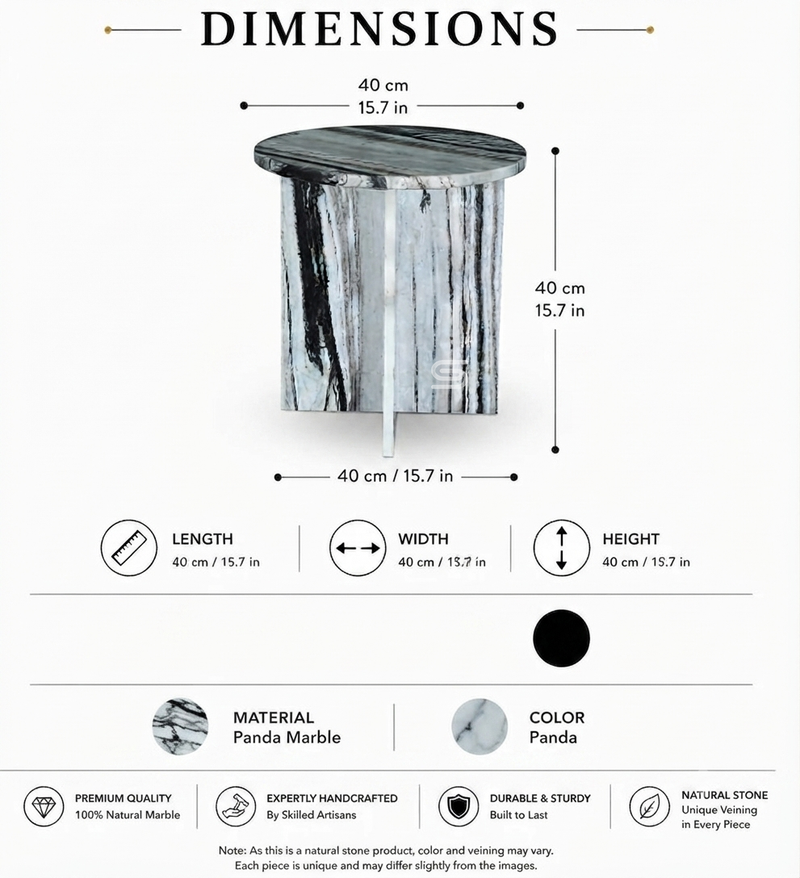Elysian Black & White Veined Side Table