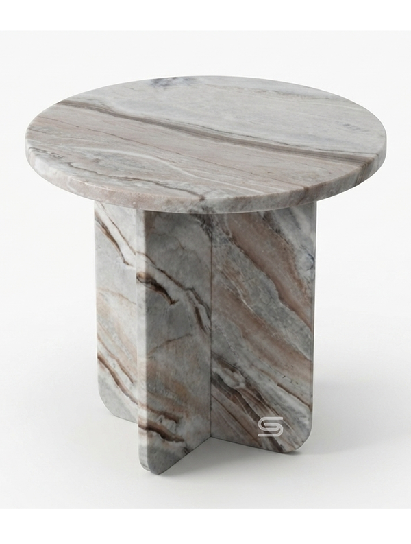 Organic Vein Round Pedestal Side Table