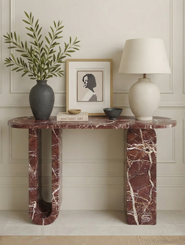 The Marquina Red Geometric Console