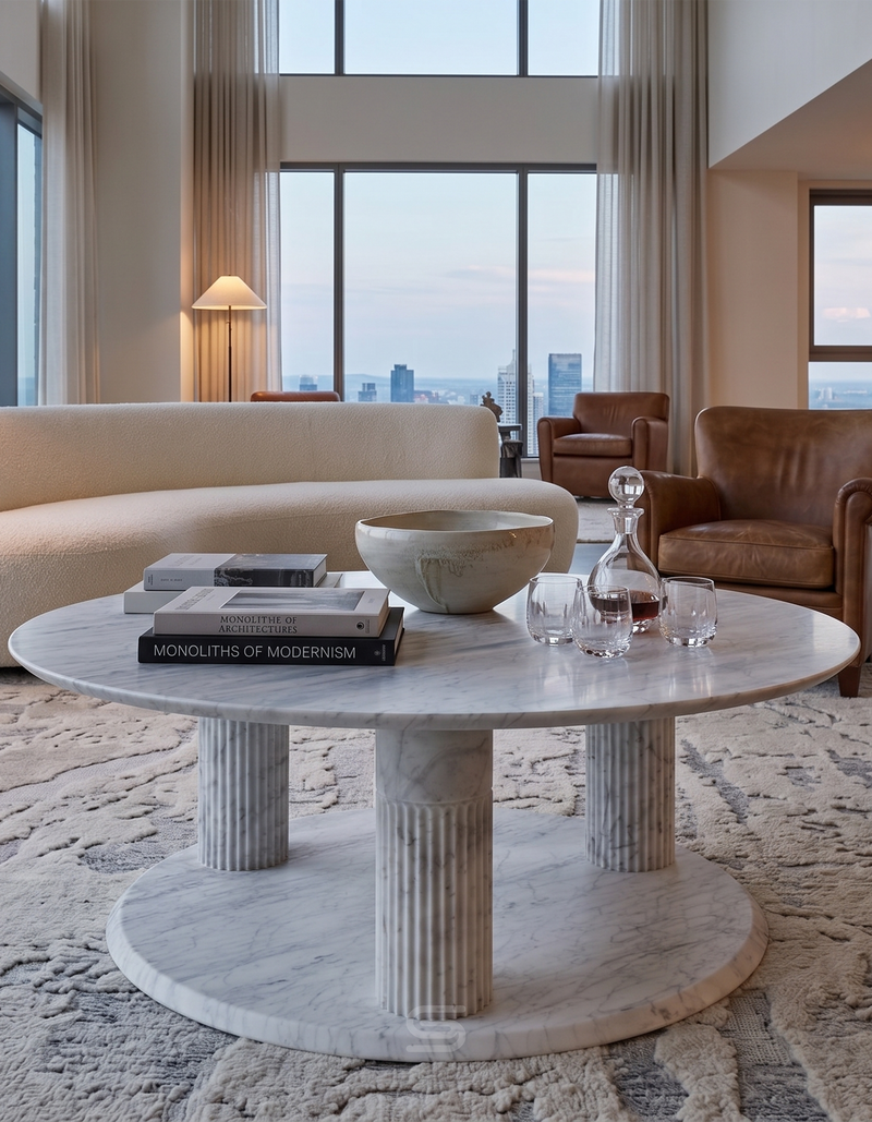 Aurelius Fluted Marble Coffee Table