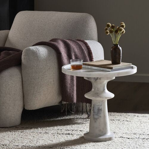 Sculpt Marble Pedestal Table