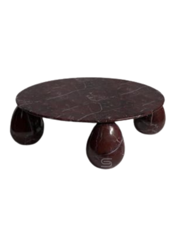 Crimson Orbit Red Marble Coffee Table