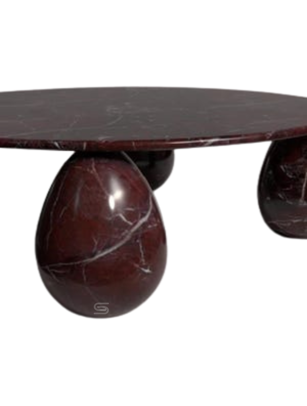 Crimson Orbit Red Marble Coffee Table