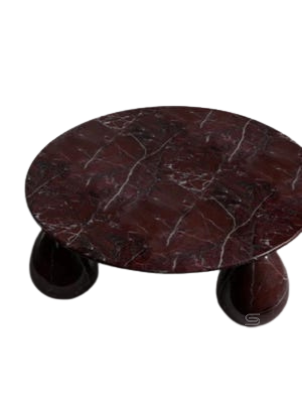 Crimson Orbit Red Marble Coffee Table