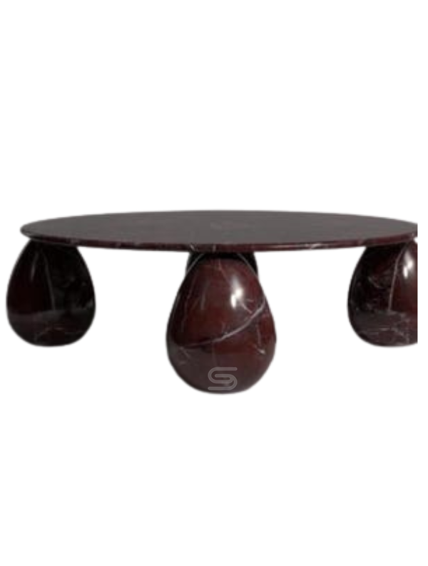 Crimson Orbit Red Marble Coffee Table