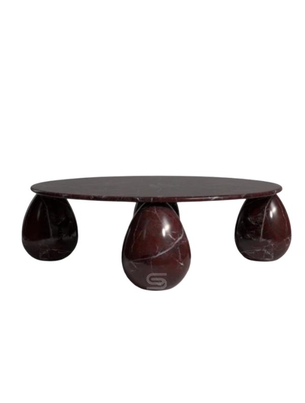Crimson Orbit Red Marble Coffee Table