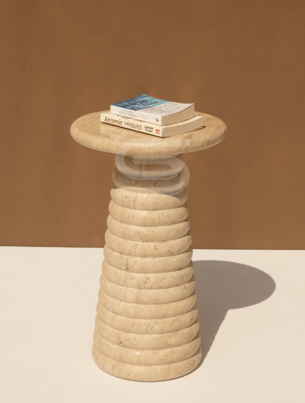 Cono Ringo Travertine Side Table