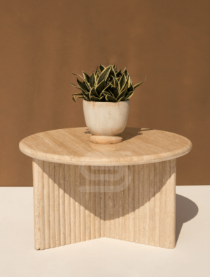 Jenoa Fluty Travertine Side Table