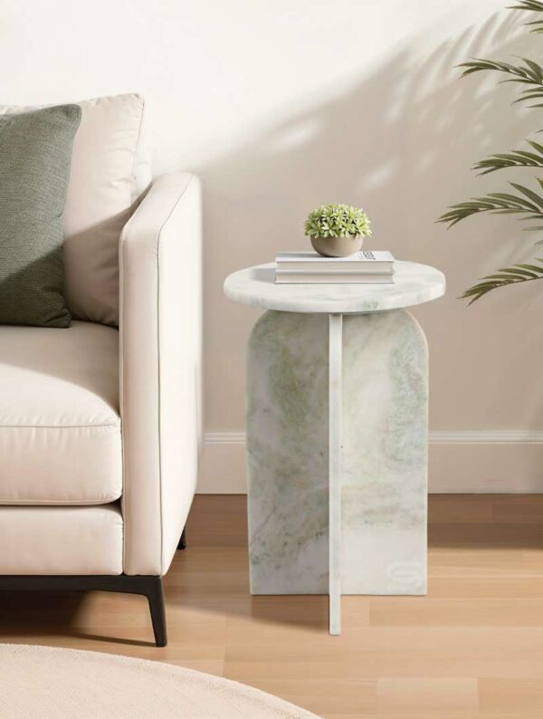 Aera Curved Panel Marble Side Table
